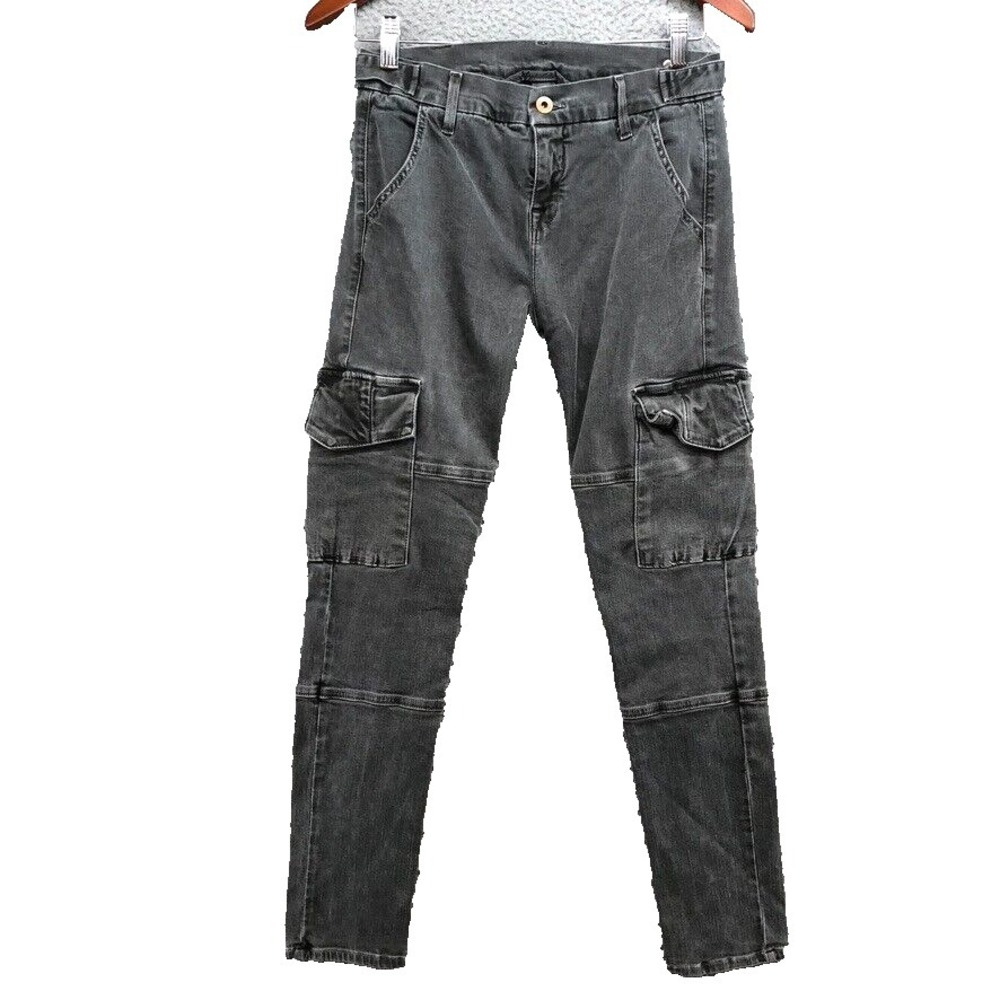 NSF The Vincent Skinny Cargo Jeans Womens 26 2 Mid Rise Black Denim Grunge
